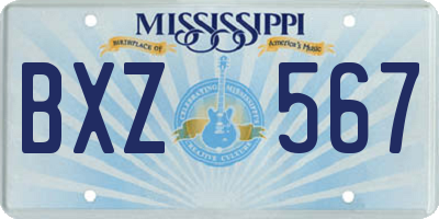 MS license plate BXZ567