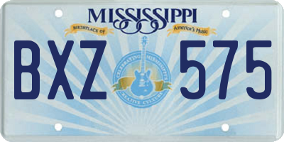 MS license plate BXZ575