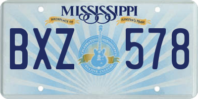 MS license plate BXZ578