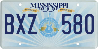 MS license plate BXZ580