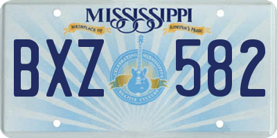 MS license plate BXZ582