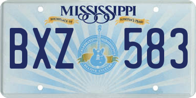 MS license plate BXZ583
