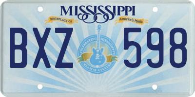 MS license plate BXZ598