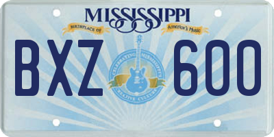 MS license plate BXZ600