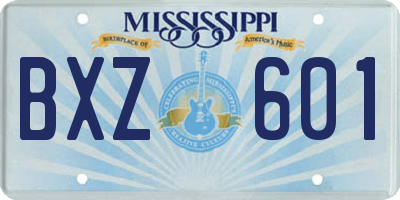 MS license plate BXZ601