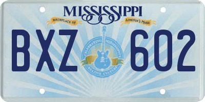MS license plate BXZ602