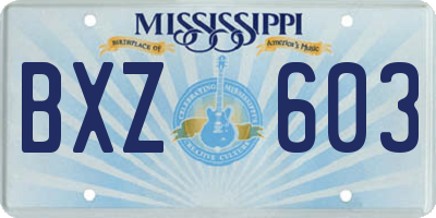 MS license plate BXZ603