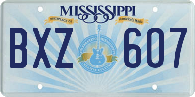 MS license plate BXZ607