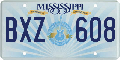 MS license plate BXZ608