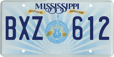 MS license plate BXZ612