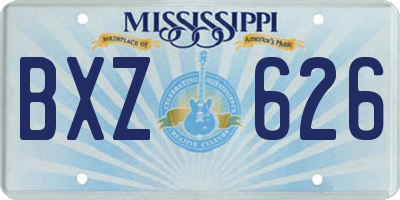 MS license plate BXZ626