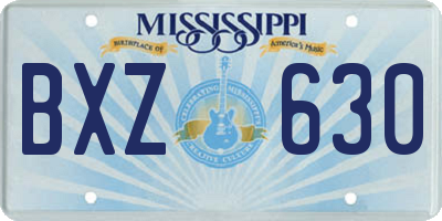 MS license plate BXZ630