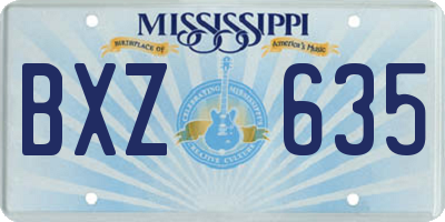 MS license plate BXZ635