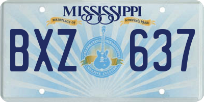 MS license plate BXZ637