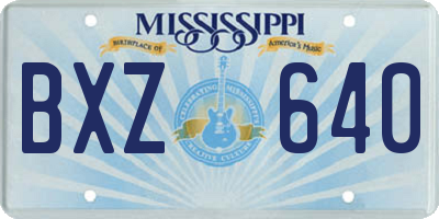 MS license plate BXZ640