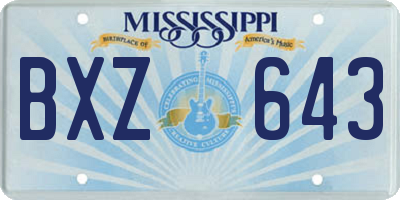MS license plate BXZ643