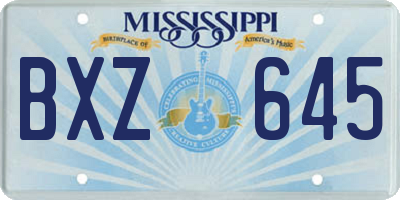 MS license plate BXZ645