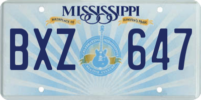 MS license plate BXZ647