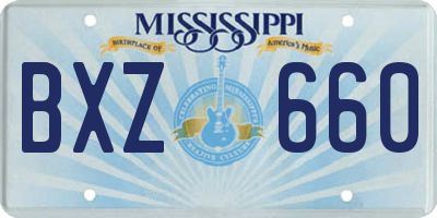 MS license plate BXZ660