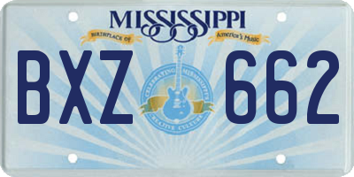 MS license plate BXZ662