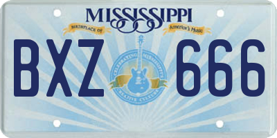 MS license plate BXZ666