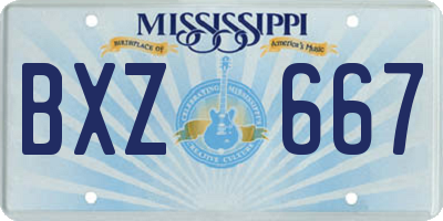 MS license plate BXZ667