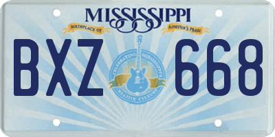 MS license plate BXZ668