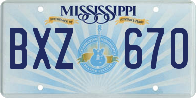 MS license plate BXZ670