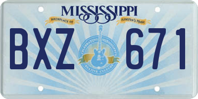 MS license plate BXZ671