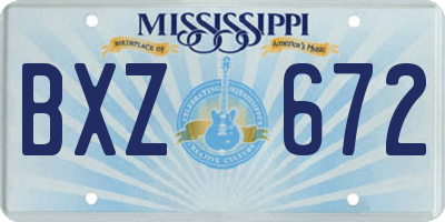 MS license plate BXZ672