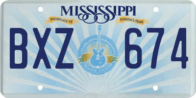 MS license plate BXZ674