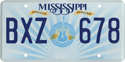 MS license plate BXZ678