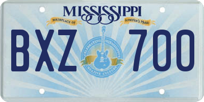 MS license plate BXZ700