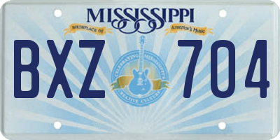 MS license plate BXZ704