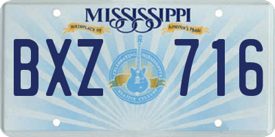 MS license plate BXZ716