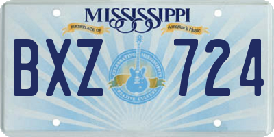 MS license plate BXZ724