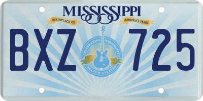 MS license plate BXZ725