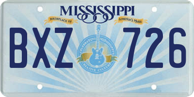 MS license plate BXZ726