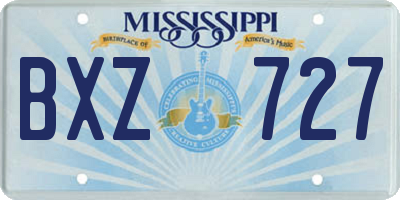 MS license plate BXZ727