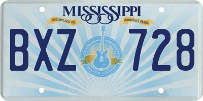MS license plate BXZ728