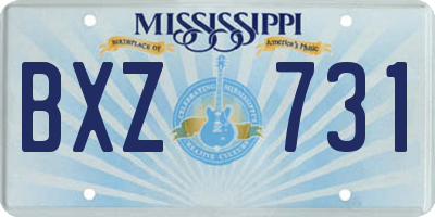 MS license plate BXZ731