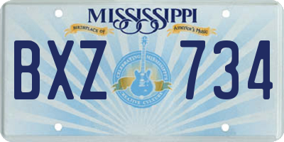 MS license plate BXZ734