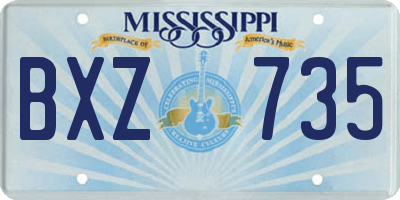 MS license plate BXZ735