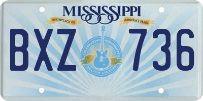 MS license plate BXZ736