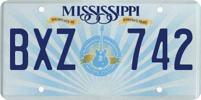 MS license plate BXZ742