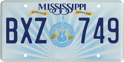 MS license plate BXZ749