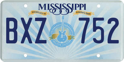 MS license plate BXZ752