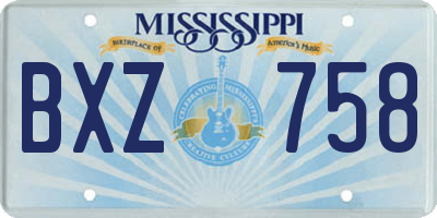 MS license plate BXZ758