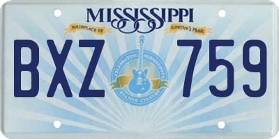 MS license plate BXZ759