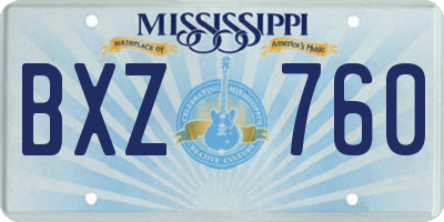 MS license plate BXZ760